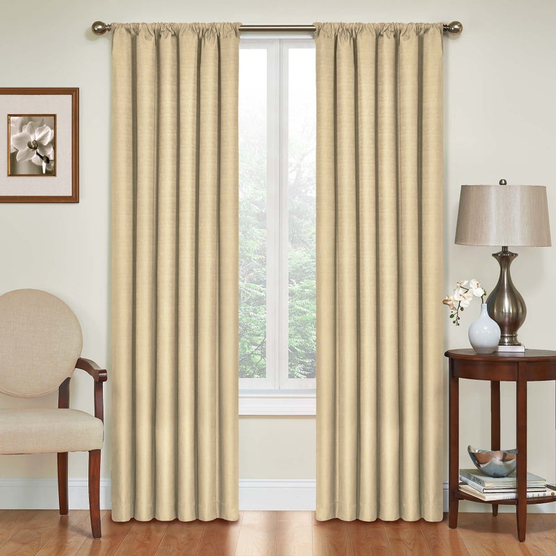 ECLIPSE Kendall Modern Blackout Thermal Rod Pocket Window Curtain for Bedroom or Living Room 1 Panel 42 X 63 Cafe