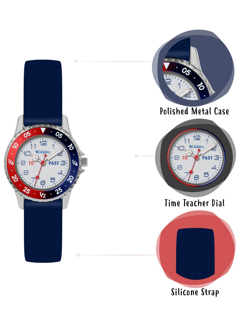 Tikkers Tikkers Boys Navy Silicone Strap Time Teacher Watch - ATK1040  - Image 4
