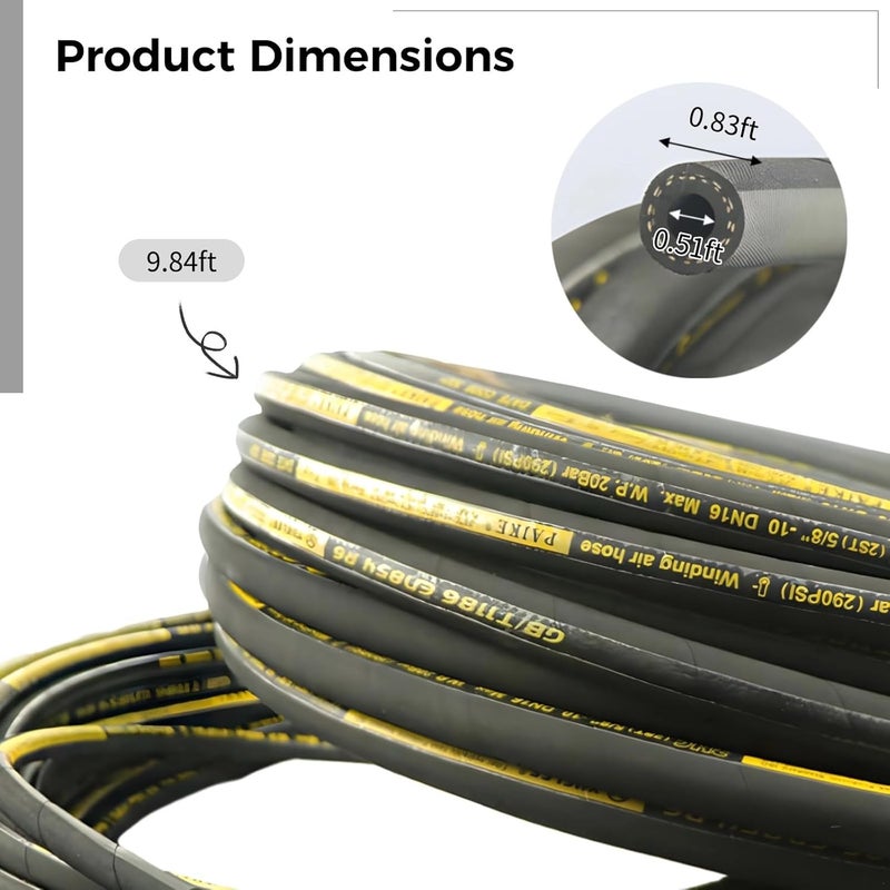 Sandblaster High-Pressure Rubber Hose, Abrasion-Resistant Cloth, 9.8 Ft Length, Oil-Resistant Design, 0.51 Inner Diameter - Image 3