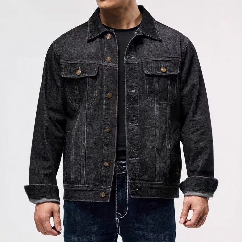 Men's Slim Fit Denim Jacket with Collar and Button Front - Image 3