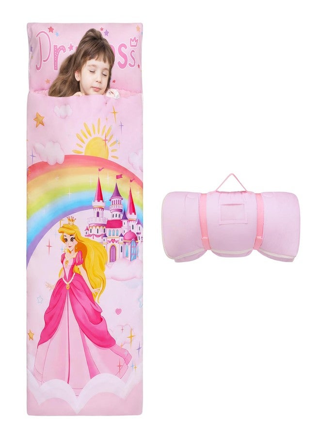 decalsweet Kids Sleeping Bag Toddler Nap Mat with Removable Pillow, Large Foldable Sleeping Bag for Girls Boys, Easy Clean Slumber Bag with Double Zip for Camping School Preschool Daycare, 59×24 inch - Image 1