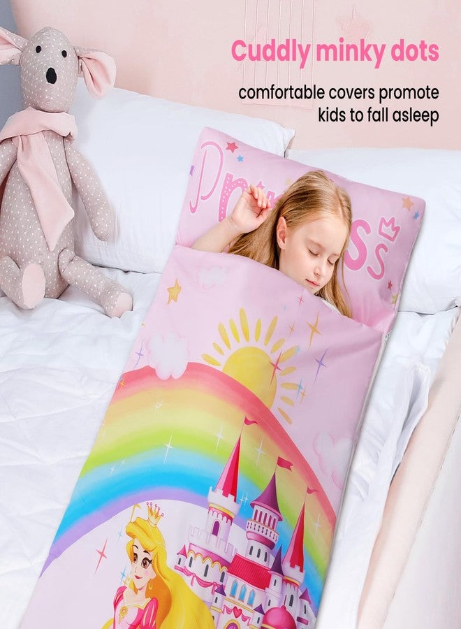 decalsweet Kids Sleeping Bag Toddler Nap Mat with Removable Pillow, Large Foldable Sleeping Bag for Girls Boys, Easy Clean Slumber Bag with Double Zip for Camping School Preschool Daycare, 59×24 inch - Image 4