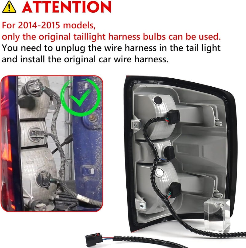 Huray Tail Lights Assembly for 2014-2018 Chevy Silverado - OE Style Rear Brake Lamp Assembly (Passenger Side, Black Trim) - Image 3