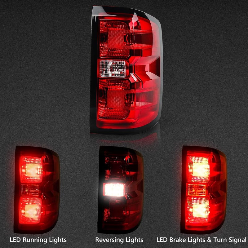 Huray Tail Lights Assembly for 2014-2018 Chevy Silverado - OE Style Rear Brake Lamp Assembly (Passenger Side, Black Trim) - Image 2