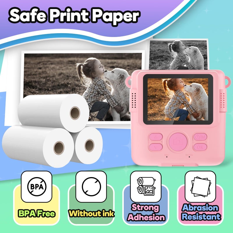 ESOXOFFORE Printer Paper,6 Rolls for Kids Instant Print Camera,HD Printing Thermal Print Paper Set Portable Refill Print Paper - Image 2