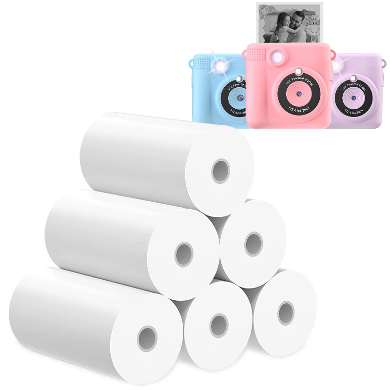 ESOXOFFORE Printer Paper,6 Rolls for Kids Instant Print Camera,HD Printing Thermal Print Paper Set Portable Refill Print Paper - Image 1
