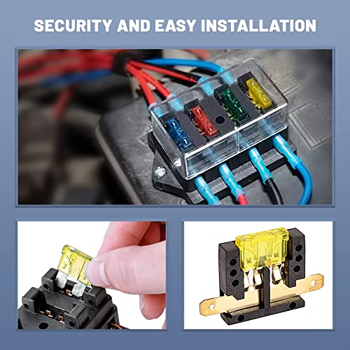 RED WOLF صندوق فيوزات ريد وولف 12 طريق حامل شفرات قياسي للفيوزات الكهربائية مناسب للسيارات والشاحنات والسيارات الرياضية والقوارب البحرية والمركبات الترفيهية لوحة توزيع الطاقة غطاء مقاوم للرطوبة DC 10-32V - Image 4