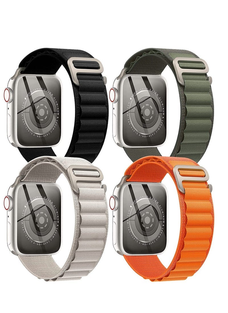 Gravity 4 Pack Alpine Loop Nylon Band Compatible with Apple Watch Band 42mm 44mm 45mm 49mm Women Men,Adjustable Metal G-Hook Strap for iWatch Ultra Series SE 8/7/6/5/4/3/2/1  - Image 1