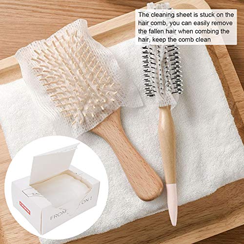 HURRISE 50pcs Hair Brush Cleaning Paper, Professional Cleaning Paper for Air Cushion Comb Cleaning Sheet Comb Non Woven Net for Household Salon - Image 4