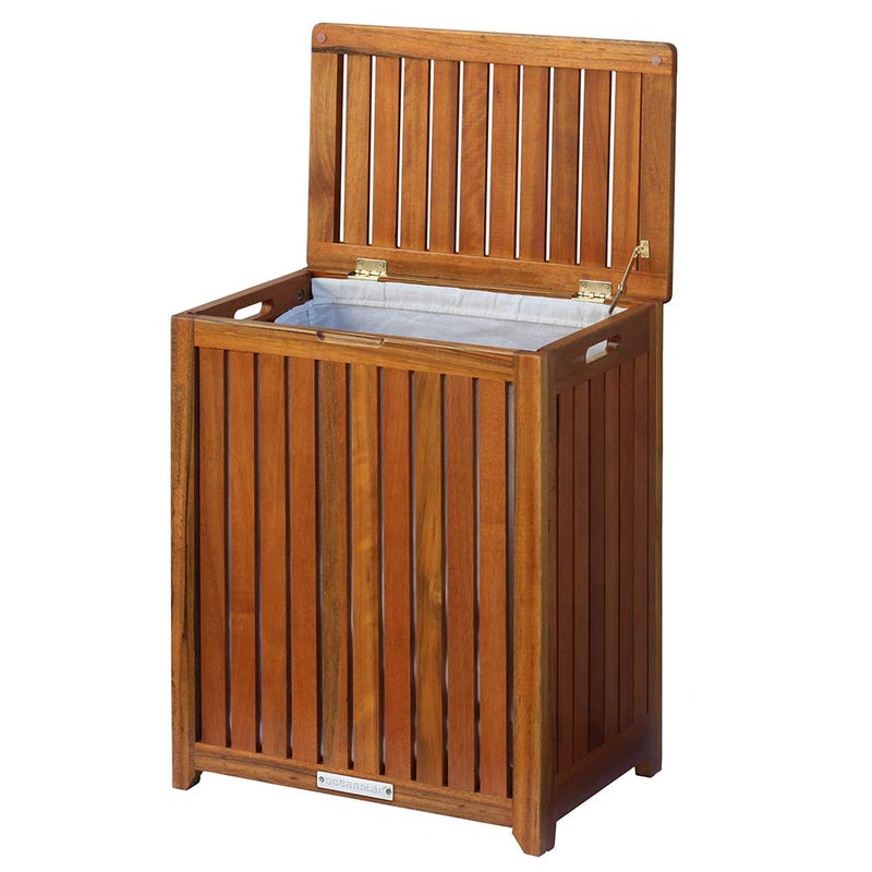 Oceanstar Oceanstar Solid Wood Spa Laundry Hamper 2475 in high x 20 in Wide x 1325 in deep Brown 