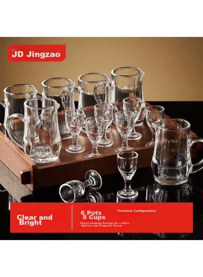 JD.com مجموعة موزع المشروبات الكحولية Jd Jingzao، كؤوس كحول صغيرة بيضاء، مجموعة مع إبريق، كؤوس نبيذ، وإكسسوارات كحولية، 6 إباريق و8 كؤوس - Image 1