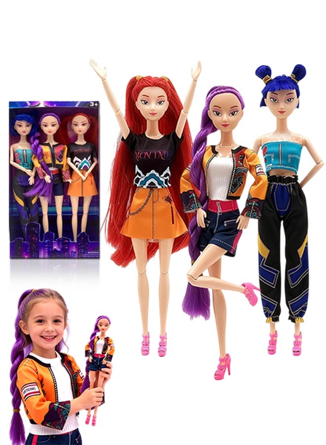 Organizer 3 Pack Kpop Demon Hunters Toys Action Dolls Set, 11.5-inch Poseable Dolls with Movable Joints, Collectible Model Toys for Fans and Kids Game Gift - Image 1