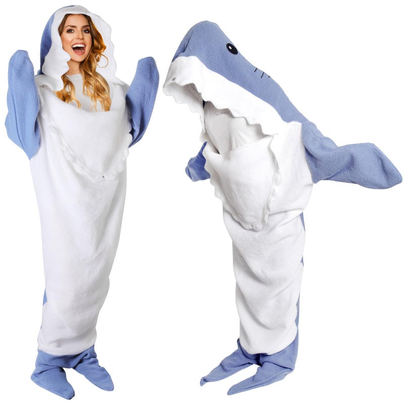 DDMY Shark Blanket for Adult Kids XL Knitting Cozy Shark Blanket Cartoon Shark Blanket Soft Skinfriendly Warm Sleeping Bag Easter Blanket
