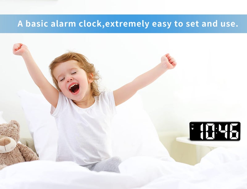 IOJBKI Digital Alarm Clock for Bedroom,Mirror Surface LED Electronic Clocks,Adjustable Brightness, Snooze Model,Voice Control,12/24H Display,Alarm Clock for Kids,Office,Table,Nightstand-White - Image 3