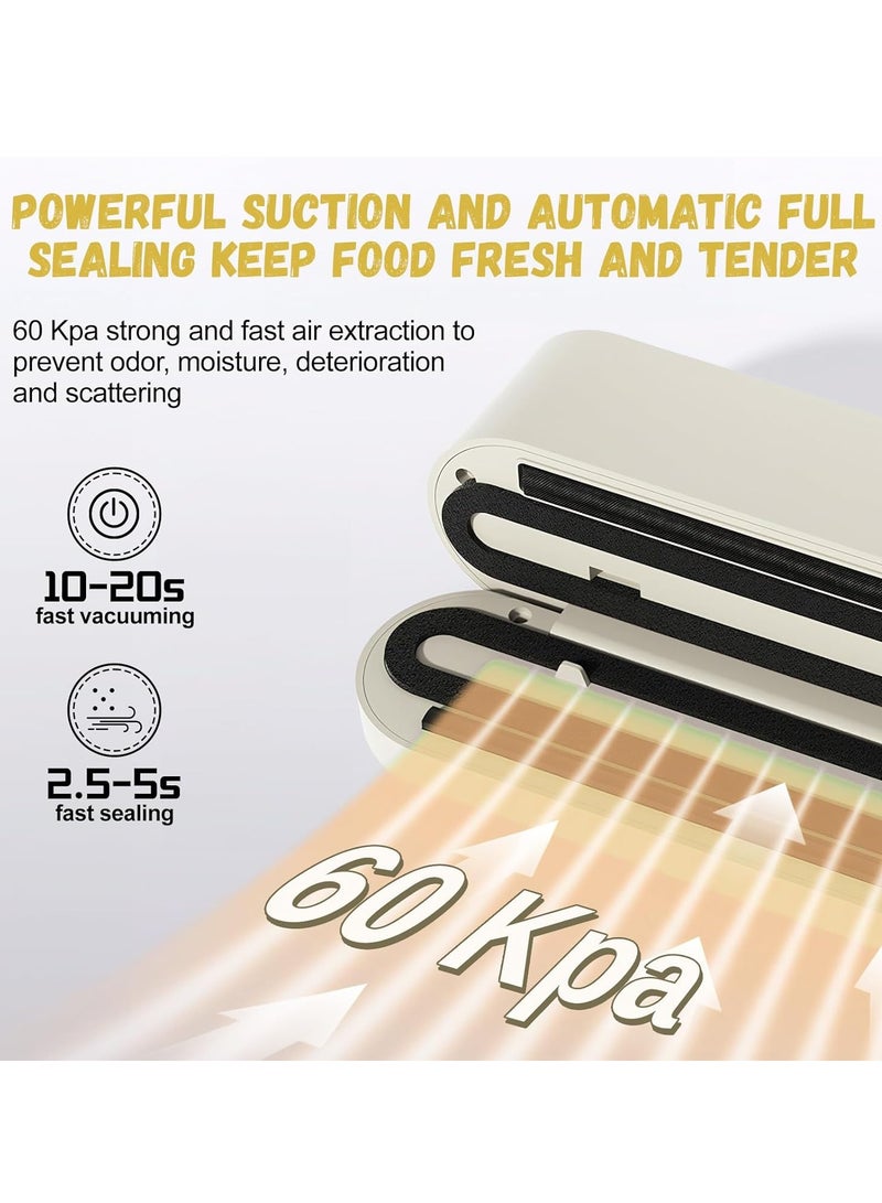 XiuWoo Rechargeable 5 in 1 Bag Sealer, Handheld Heat Sealer, 3 Speed Vacuum Sealer Machine, Portable Sealing Machine with 5 Pcs Vacuum Sealer Bags, External Connectors, LED Display  - Image 3