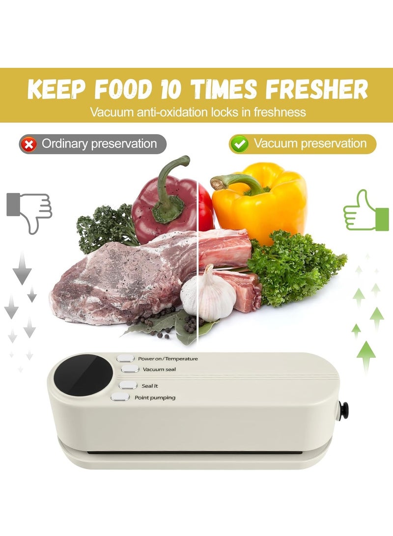 XiuWoo Rechargeable 5 in 1 Bag Sealer, Handheld Heat Sealer, 3 Speed Vacuum Sealer Machine, Portable Sealing Machine with 5 Pcs Vacuum Sealer Bags, External Connectors, LED Display  - Image 2