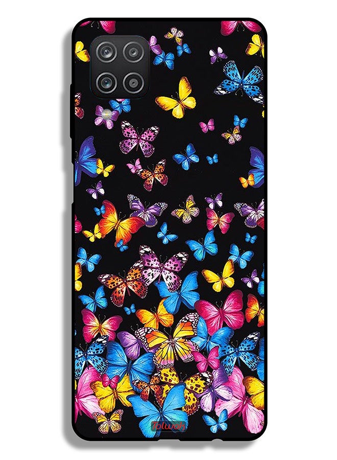Tolwak Samsung Galaxy A12 Protective Case Cover Colorful Butterflies - Image 1