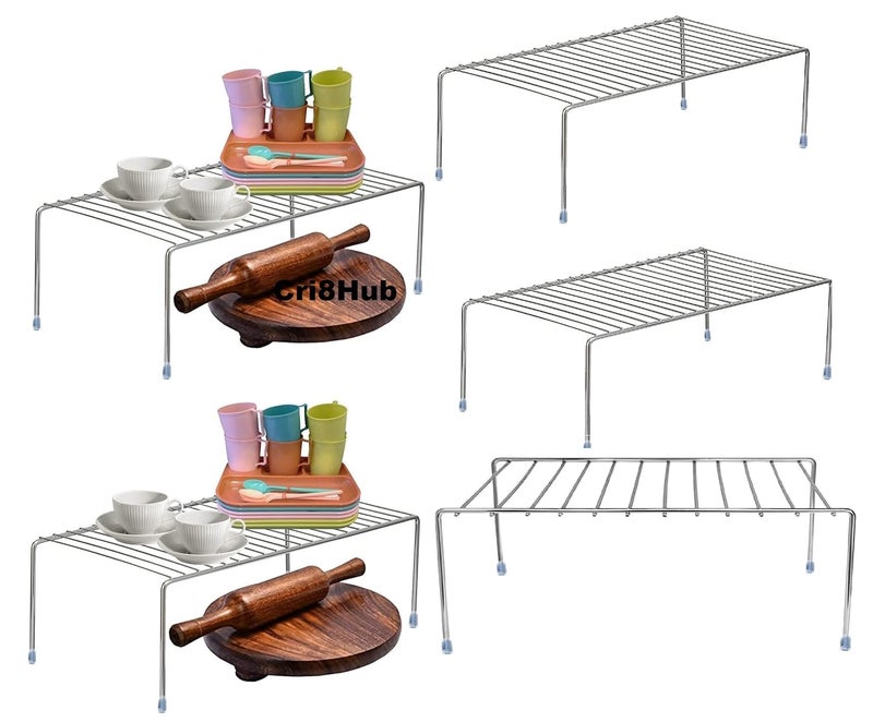 CR18 COLLECTION 3 pcs Stainless Steel Multipurpose Dish RackStorage Shelves for Kitchen CabinetsPlate StandUtensil Rack Silver Chrome Finish Set of 3 PCS - Image 2