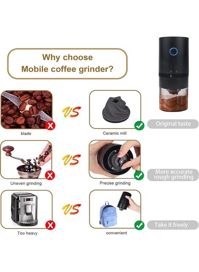 هولامي مطحنة قهوة كهربائية من هولامي بنظام طاحنات مخروطية قابلة للشحن تلقائية بإعدادات طحن متعددة بحجم مدمج - Image 3