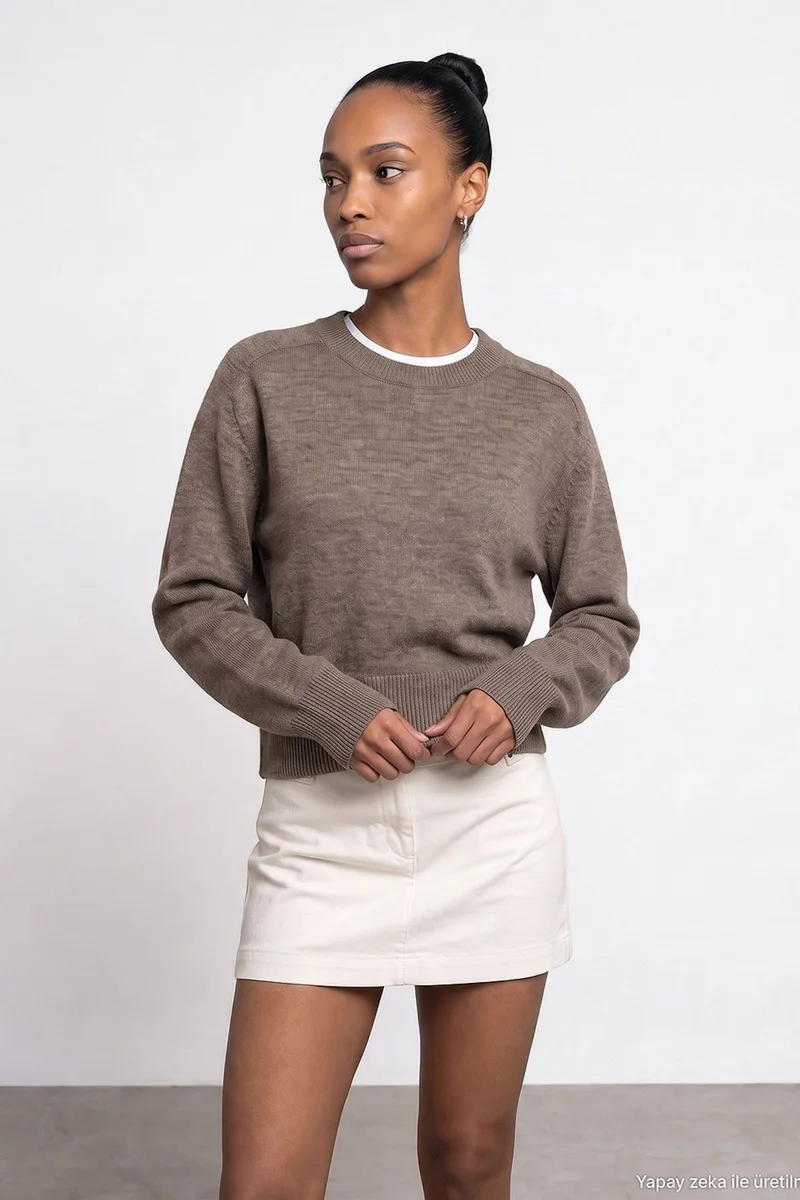 Dilvin Mocha Brown DILVIN Women's Knit Sweater for Women | Best Price UAE