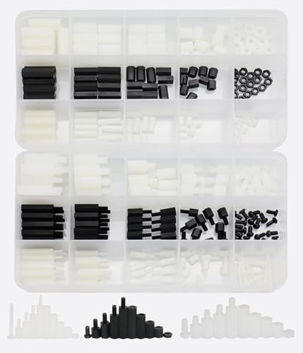 Raogoodcx 360pcs M2 M3 M4 Male Female Nylon Hex Spacer Standoff Screw Nut Assortment Kit - Image 1