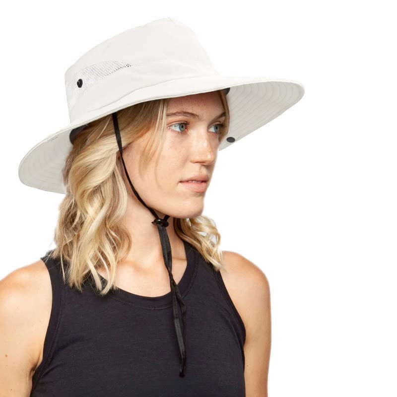 Vikodah Womens Summer Quick-Dry-Sun-Hat Outdoor - Mesh Wide Brim UV-Protection Beach Fishing Hat with Ponytail Hole Foldable Beige - Image 4
