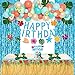 Amandir Summer Tropical Birthday Party Decorations Beach Theme Party Supplies with Table Cloth Happy Birthday Banner Aloha Hawaiian Luau Balloons Foil Fringe Curtains Hibiscus Palm Leaves Cake Toppers - Image 4