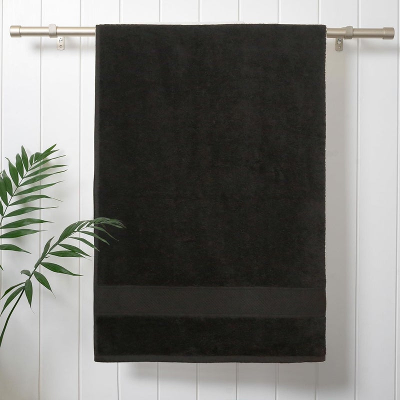 Trident منشفة استحمام 100% قطن | منشفة استحمام بحجم كبير | منشفة استحمام - ناعمة وامتصاصية | 450 جرام لكل متر مربع | قطعة واحدة من منشفة الاستحمام للرجال/النساء | راحة حضرية | 70 سم × 140 سم - أسود - Image 2