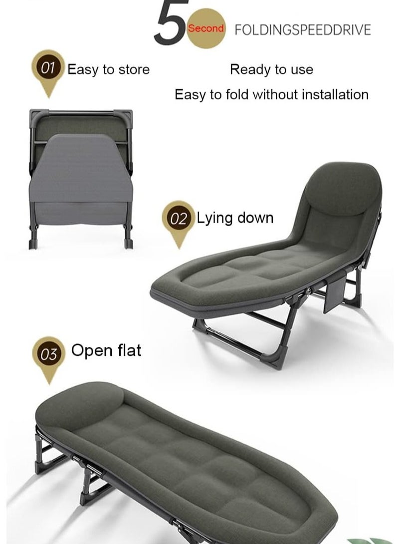 DubaiGallery Senior Folding Bed Single Bed Office Lounge Chair Lunch Bed Napping Folding Bed Accompanying Simple Portable Military Bed-light  - Image 4