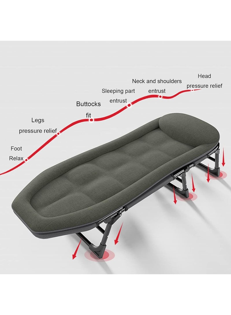 DubaiGallery Senior Folding Bed Single Bed Office Lounge Chair Lunch Bed Napping Folding Bed Accompanying Simple Portable Military Bed-light  - Image 3