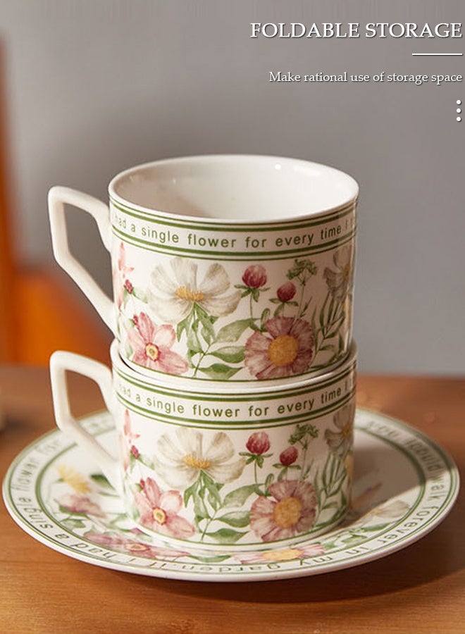 DUNISO طقم أكواب الشاي وأكواب الشاي والصحون الرجعية، طقم شاي من البورسلين لحفلات الشاي، أكواب شاي بعد الظهر، صحن للقهوة، الحليب، المطبخ وغرفة الرسم، طقم أطباق من البورسلين، طقم شاي من البورسلين لحفلة الشاي - Image 2
