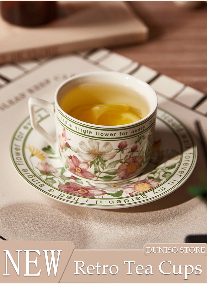 DUNISO Tea Cups and Retro Tea Cups and Saucers Set Porcelain Tea Set for Tea Party Afternoon Tea Cups Saucer for Coffee Milk Kitchen and Drawing RoomSaucers Set Porcelain Tea Set for Tea Party  - Image 1