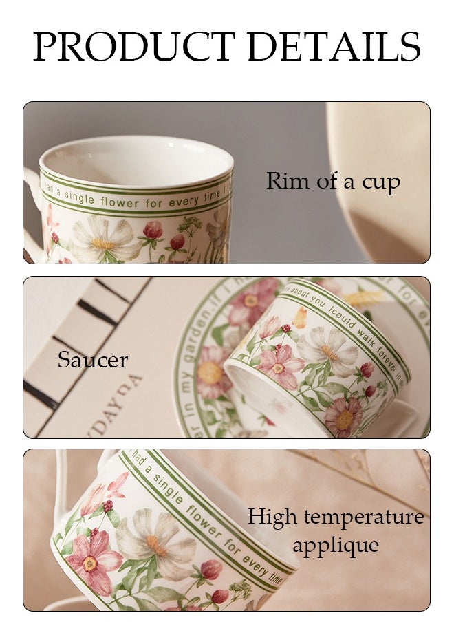 DUNISO Tea Cups and Retro Tea Cups and Saucers Set Porcelain Tea Set for Tea Party Afternoon Tea Cups Saucer for Coffee Milk Kitchen and Drawing RoomSaucers Set Porcelain Tea Set for Tea Party  - Image 3