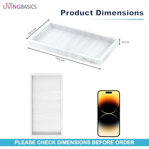 LivingBasics 1Pc Rectangle Silicone Countertop & Vanity Tray, Tray for Soap Dispenser Bottles, Bathroom Accessories Trays for Toiletries/Kitchen Sink, Cosmetic/Coffee Table Organizer Display Holder - Image 4