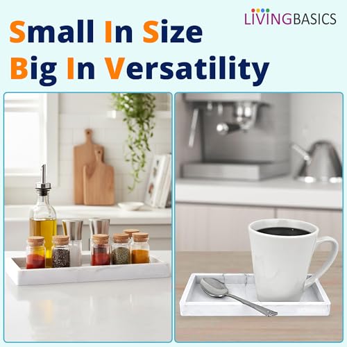 LivingBasics 1Pc Rectangle Silicone Countertop & Vanity Tray, Tray for Soap Dispenser Bottles, Bathroom Accessories Trays for Toiletries/Kitchen Sink, Cosmetic/Coffee Table Organizer Display Holder - Image 5