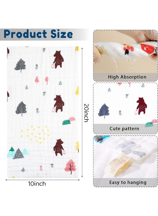 Chumia 20 Pack Muslin Baby Burp Cloths Large 20 x 10 Inches Cotton Baby Burp Rags Baby Towel and Washcloths Face Towels 6 Layers Super Absorbent for Baby Infant Shower,20 Styles - Image 2