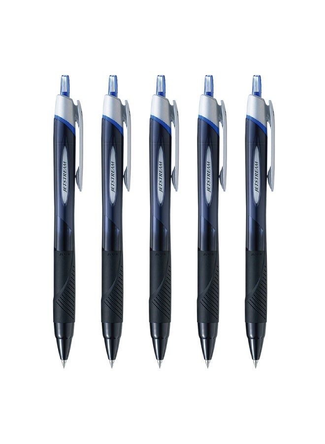 Uni Mitsubishi Jetstream Series Retractable Ballpoint Pen Sxn-150 Smooth Student Office Pen 0.38Mm Black Barrel Blue Ink 5-Pack - Image 5
