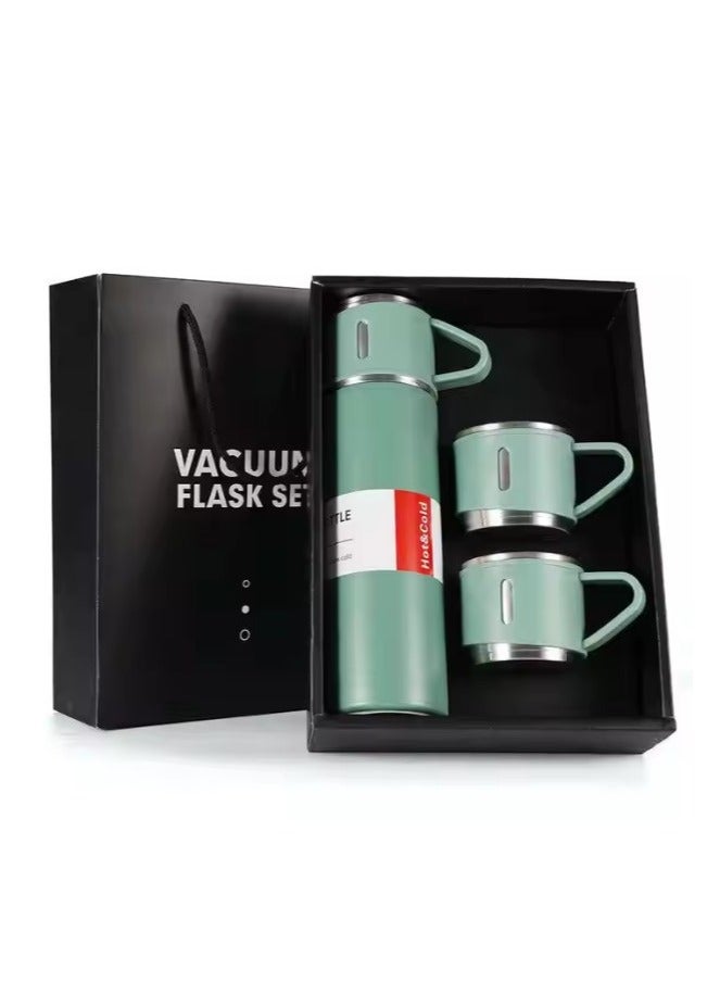 Thermos Mug medium size with 3 Cups, Thermal Bottle, Vacuum Insulated Tea Coffee Thermos 304 Stainless Steel Travel Mug for Hot and Cold Drinks. Leakproof Design and Great Gift for Outdoor, Office, Home, Sports - Coffee Mug  Cappuccino Tea - Car Seat Mug - Coffee Mug - Double Wall Stainless Steel Insulated - Vacuum Insulated Stainless Steel Double Wall Thermal Cup for Tea Coffee Travel - Thermos Set with 3 Cups - Stainless Steel Vacuum Insulated Water Bottle - Insulated Flask Set with 3 Cups  - Image 2