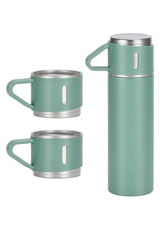 Thermos Mug medium size with 3 Cups, Thermal Bottle, Vacuum Insulated Tea Coffee Thermos 304 Stainless Steel Travel Mug for Hot and Cold Drinks. Leakproof Design and Great Gift for Outdoor, Office, Home, Sports - Coffee Mug  Cappuccino Tea - Car Seat Mug - Coffee Mug - Double Wall Stainless Steel Insulated - Vacuum Insulated Stainless Steel Double Wall Thermal Cup for Tea Coffee Travel - Thermos Set with 3 Cups - Stainless Steel Vacuum Insulated Water Bottle - Insulated Flask Set with 3 Cups  - Image 1