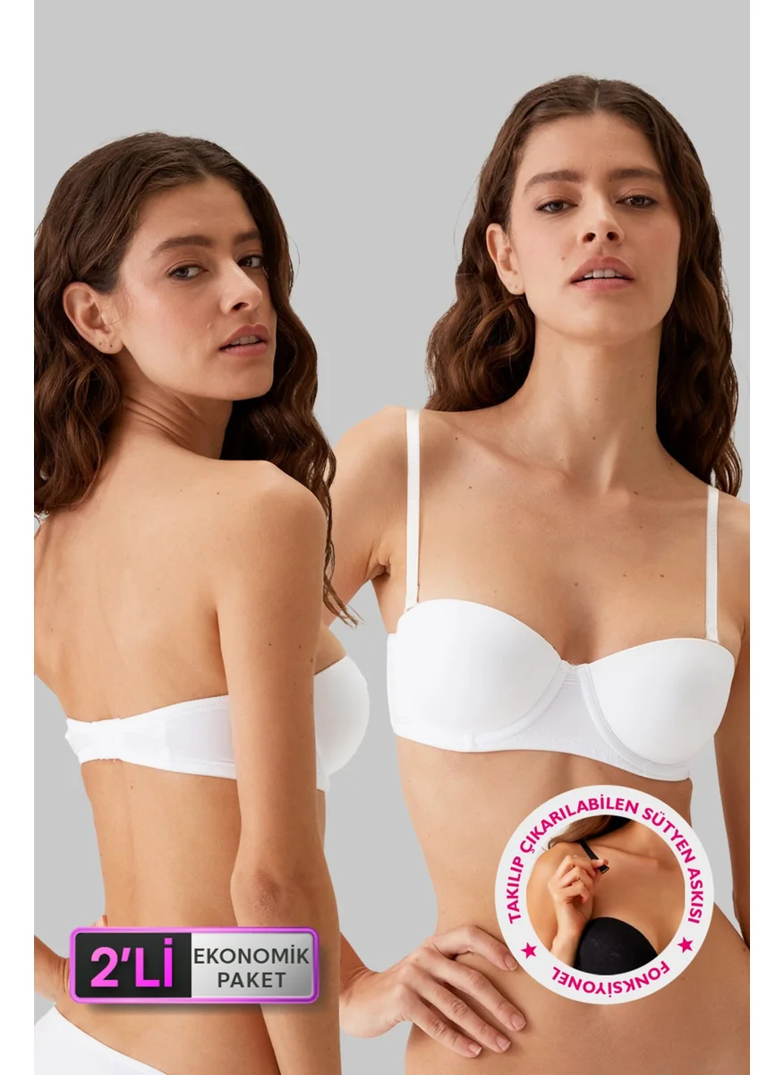 pierre cardin 2-Pack Economical Package White 6802 Versay Non-supported Strapless T-Shirt Micro Bra Set Strap Gift