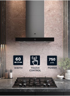 MILLEN 60cm Range Hood Silver/Black Glass  - Image 2