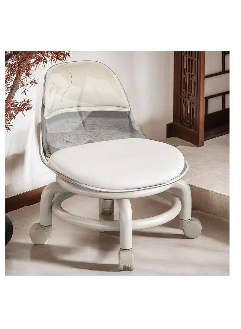 Generic Low Rolling Stool Low Roller Seat Small Swivel Stool Low to Ground with Mute Wheels and Back Support for Home Cleaning Garage Fix Outdoor Picnic Salon Office Working (Transparent) - Image 1