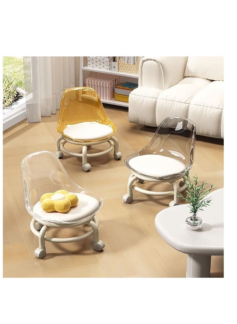 Generic Low Rolling Stool Low Roller Seat Small Swivel Stool Low to Ground with Mute Wheels and Back Support for Home Cleaning Garage Fix Outdoor Picnic Salon Office Working (Transparent) - Image 3