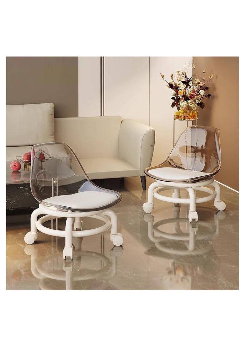 Generic Low Rolling Stool Low Roller Seat Small Swivel Stool Low to Ground with Mute Wheels and Back Support for Home Cleaning Garage Fix Outdoor Picnic Salon Office Working (Transparent) - Image 4