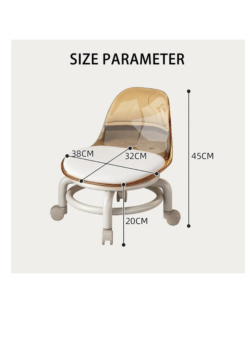 Generic Low Rolling Stool Low Roller Seat Small Swivel Stool Low to Ground with Mute Wheels and Back Support for Home Cleaning Garage Fix Outdoor Picnic Salon Office Working (Transparent) - Image 2
