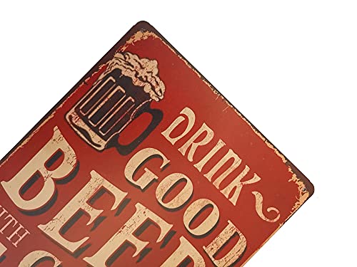 ERLOOD Drink Good Beer with Good Friends Metal Retro Vintage Tin Sign Bar Wall Decor Poster 12 X 8 Inches (GOOD BEER) - Image 3
