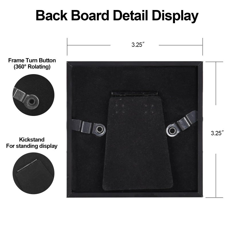 BKABOT 3x3 Picture Frame Set of 3, Black Metal Square Photo Frames with HD Glass, Fits 2x2 with Mat or 3 x 3 without Mat, Display for Wall and Table - Image 3