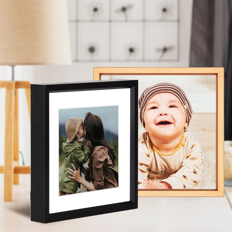 BKABOT 3x3 Picture Frame Set of 3, Black Metal Square Photo Frames with HD Glass, Fits 2x2 with Mat or 3 x 3 without Mat, Display for Wall and Table - Image 5