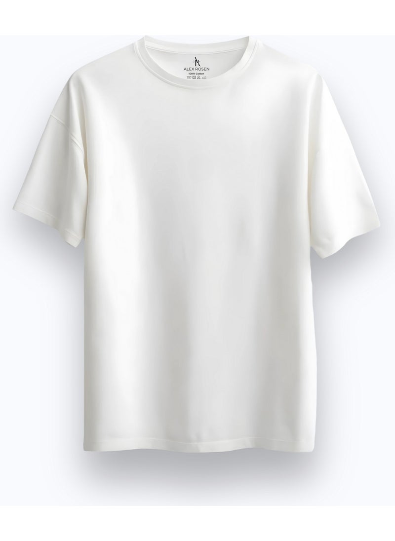 Alex Rosen Unisex Oversize Crew Neck Printed Short Sleeve White T-Shirt  - Image 2