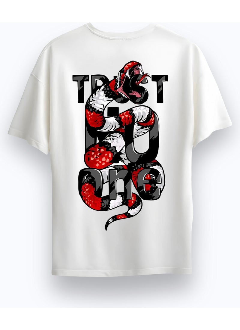 Alex Rosen Unisex Oversize Crew Neck Printed Short Sleeve White T-Shirt  - Image 1